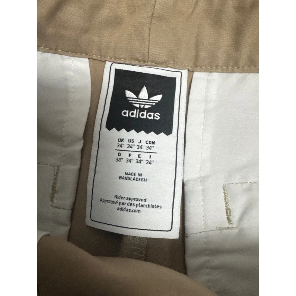 Adidas Chino Shorts Mens 34 Tan Excellent Skateboarding Rider Approved‎ Khaki